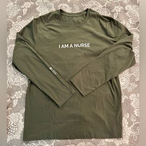 FIGS long sleeve “I’M A NURSE” under-scrub t/shirt IN MOSS